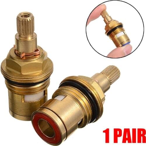 1 Pair 20.5mm Brass Replacement Tap Valves Cartridges Innards Hot Cold Spares Kitchen Basin Bathroom Accessory