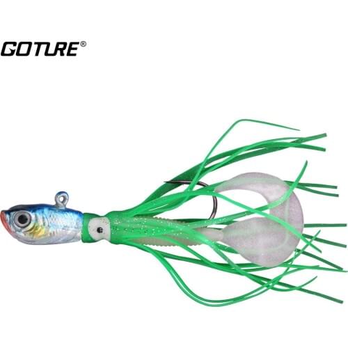 Goture 1PC 12cm 30g Fishing Lure Metal Lead Jig Head Jigging Lure Octopus Skirts Saltwater Fishing Bait