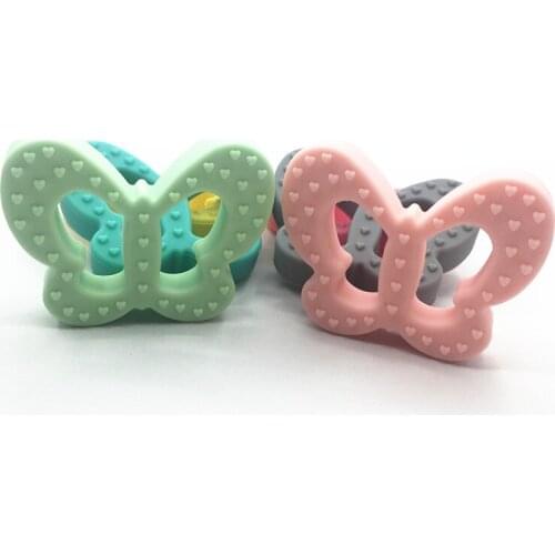 10pcs/lot Silicone Butterfly Baby Teether pendant / Hand held pendant for babies/Teething Pendant/Pendant for Silicone Necklace