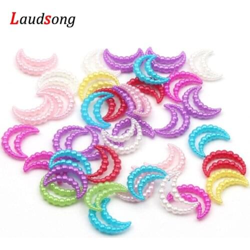 100pcs/lot 11x15mm Imitation Pearls Moon Shape Acrylic Beads Beading Beads For DIY Jewelry Making Art Scrapbooking Decoration