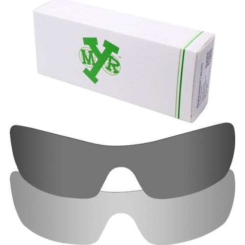2 Pieces Mryok Anti-Scratch POLARIZED Replacement Lenses for-Oakley Batwolf Sunglasses Lens Silver Titanium & Black IR