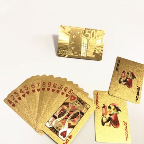24K Gold Foil Poker Set Playing Cards Plastic Magic Card Playing Cards Poker Game Deck Entertainment