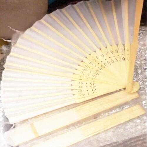 30pcs Cream White Folding Hand Fan Custom Halloween Ladies Baby Shower Wedding Favors Gift Birthday Party Decoration (Beige)