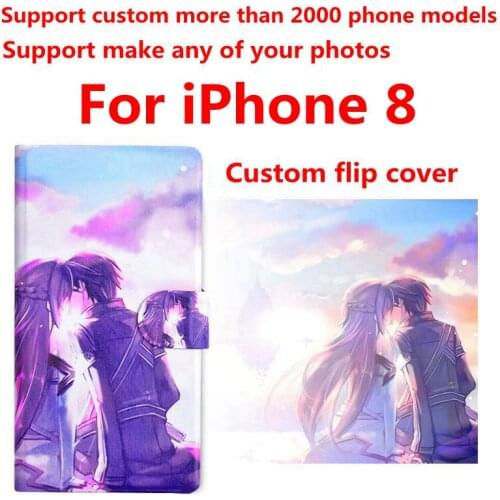 DIY Phone bag Personalized custom photo Picture PU leather case flip cover for iPhone 8