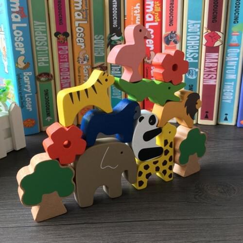 Wooden Montessori Toy Animal Moon Balancing Stacking Game Blocks Birds Set Best Kids Learning Educational Toys Gift for Children