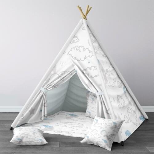 Play Tent for Kids Wigwam Portable Indoor Playground Tents Children Bedrooms Gray Cloud Hat Moon Model 1414