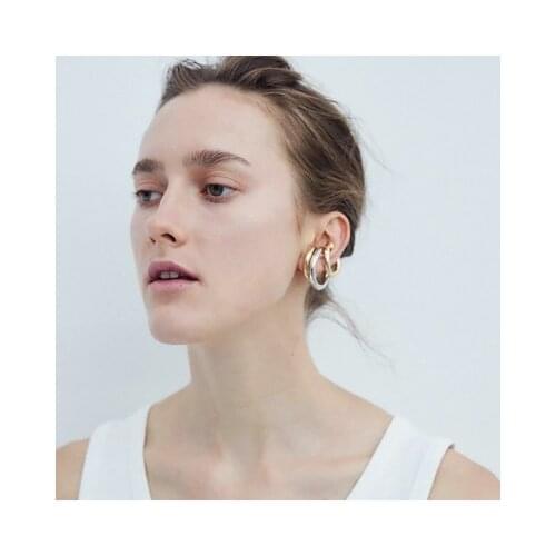 Hiphop Punk Cool Metal Ear Cuff Earrings Without Piercing Earcuff Vintage Gold Open Round C Clip On Earrings Body Jewelry