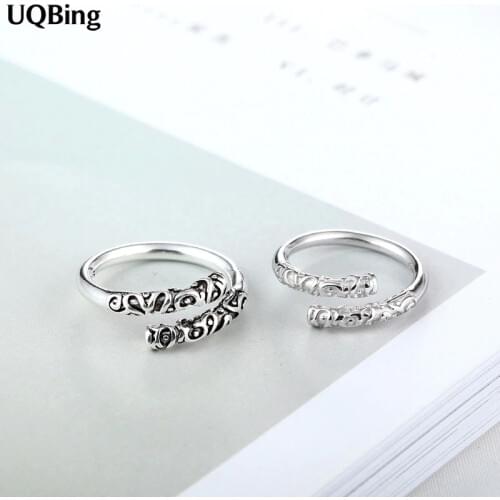 Retro 925 Sterling Silver Craved Open Rings Jewelry Christmas Gift Women Jewelry Finger Rings