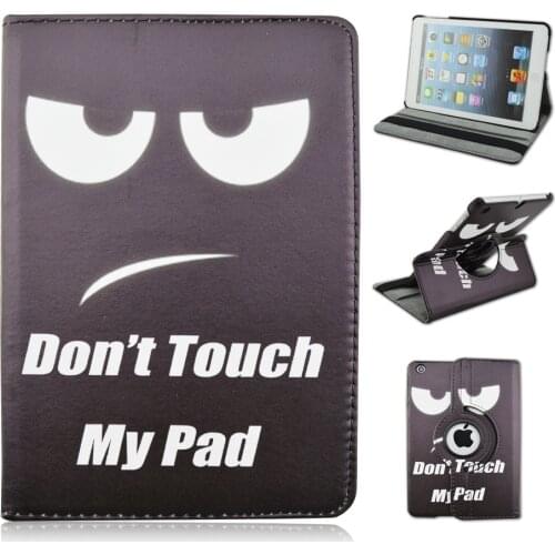 Don't Touch My Pad Pattern 360 Degree Rotating Stand Cartoon Leather Case for iPad Air 2