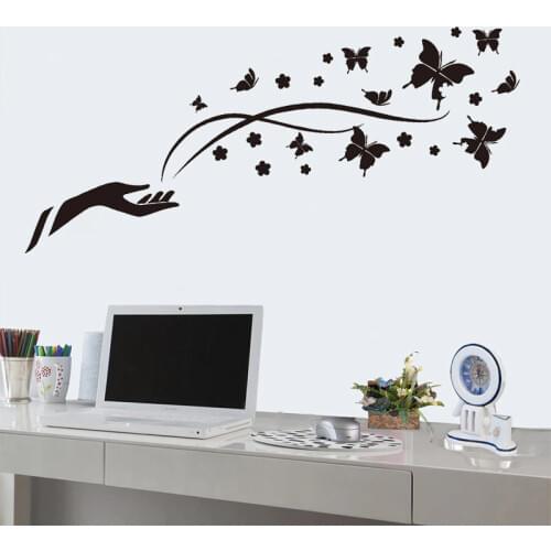Creative black butterfly wall sticker PVC Material DIY art wall decals For Living room bedroom study home decor sticker