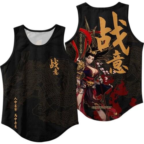 Gym Workout Men Fitness Sleeveless Black Print Tank Tops Men Bodybuilding Sportswear Vest Muscle Singlet