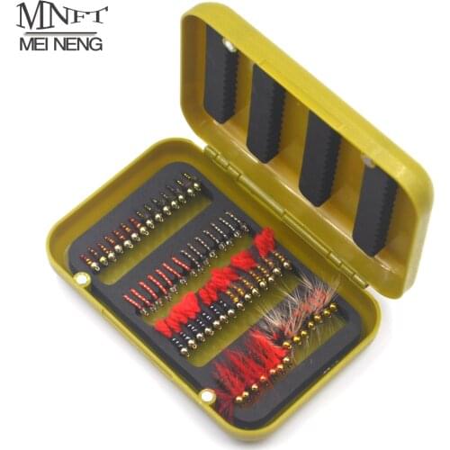 MNFT 56/40Pcs Beads Head Fly Fishing Flies Set Dry Flies With a Box Artificial Nymph Bait Trout Bass Blue Gill Fly Flie Combo