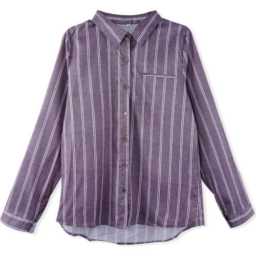 Fashion Stripe Office Ladies Blouse Female Tops Long Sleeve Turn-down Collar Streetwear Casual Loose Single Breasted Shirt Women