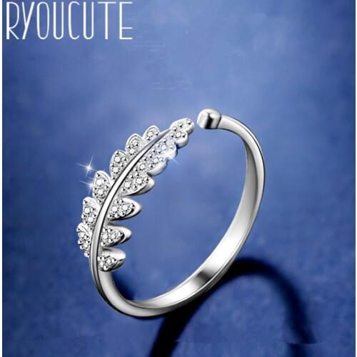 Fashion Crystal Leaf Rings for Women Statement Jewelry Finger Ring