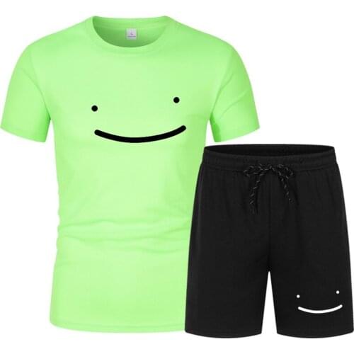 Dream Merch Mens Sportswear Summer Mens Workout Suit Sports Suit Short Sleeve T-shirt + Pants Mens Quick-drying 2-Piece Set