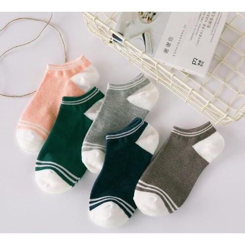 10 pieces = 5 pairs Small and pure and fresh spring/summer 2017 stripe cotton female ankle socks nice women socks