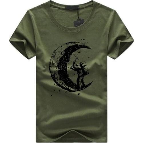 Newest Fashion digging the moon Design Men t-shirt Summer Short Sleeve Casual Tops Hipster Tee Shirts Sunmmer Men T-Shirts 5xl
