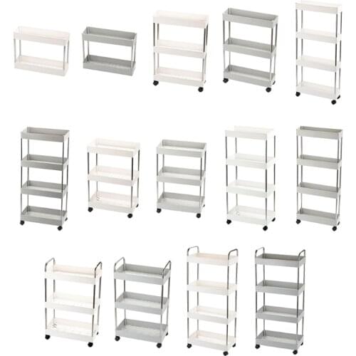 2021 New 2/3/4 Tier Rolling Storage Cart Mobile Shelving Unit Organizer Slide Out Utility Cart Rack for Kitchen Bathroom