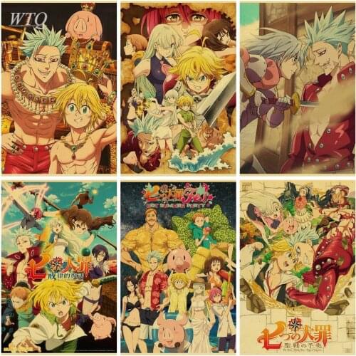 The Seven Deadly Sins Anime Posters Retro Poster Canvas Painting Wall Art Picture Poster Home Decor Photos for Childrens Room