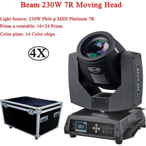 4Pcs/Lot 230W Beam Moving Head Sharpy lyre Beam 230W 7R Moving Head Light Touch Screen Beam 230W Beam 7R Stage Disco DJ Lights