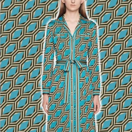 Polyester stretch satin fabric European brand G series 6-sided pattern digital printing skirt shirt sewing fabric