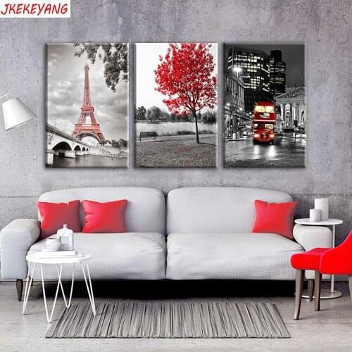 Full Square/Round Drill 5D DIY diamond painting 3pc the view of the city pictures mosaic Diamond Embroidery Wall Arts J1810