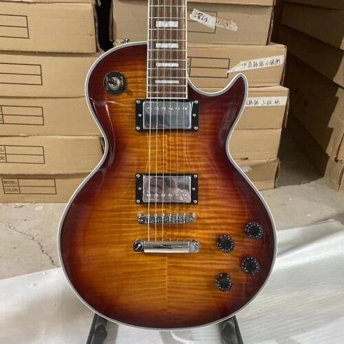 Custom Electric Guitar Tiger Maple Top Chrome Hardware Mahogany Guitar Body Rosewood Fingerboard Free Shipping