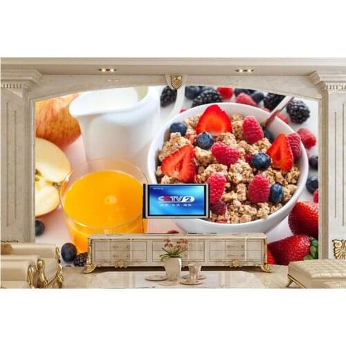 Custom Muesli glass container Food wallpaper,restaurant hotel coffee shop dining room tv wall kitchen wall mural wallpaper 3d
