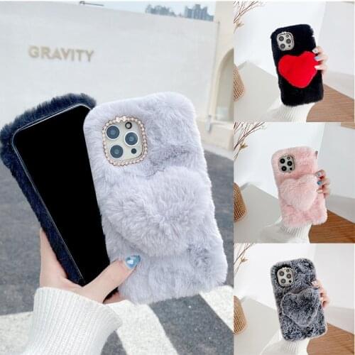 Shockproof Warm Winter Fluffy Plush Fur Phone Case For Huawei Mate 40 Pro Y5 Y6 2018 P10 P9 Honor V40 10I 9A 8A 8X 9X View 10 20