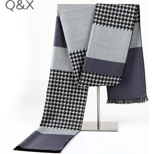 SC22 2017 Warm Long Soft Men Brushed Scarf Cotton Tassel Plaid Scarves Men Winter New Fashion Striped Triangle Ring Shawl