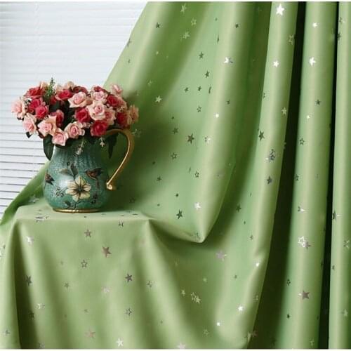 Custom Made Princess Style Thicken Bronzing Star Hollow Curtains with Lace Tulle Fabric for Home Living Room Window Decoration