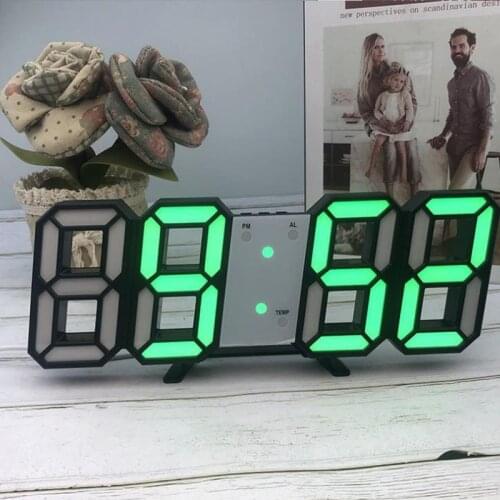 LED Digital Wall Clock Alarm Date 3D Desk Clock Digital Clock Temperature Automatic hang Clock Backlight Desktop Home Decoration