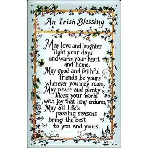 Vintage Metal Tin Sign An Irish Blessing Embossed Funny Home Bar Hotel Club Wall Decor Sign 12X8Inch