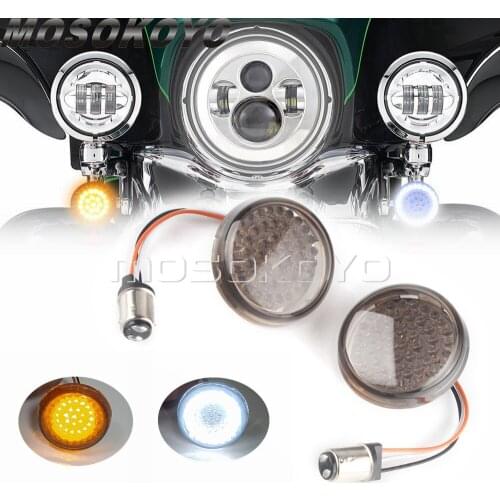 Amber White LED Bullet 1157 Socket Turn Signal Light for Harley Sportster 883 1200 Softail Dyna Touring Electra Glide Ultra CVO