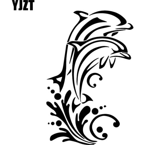 YJZT 17CM*11CM Car Decoration Beautiful Dolphin Decal Personality Vinyl Sticker Black/Silver C30-0157