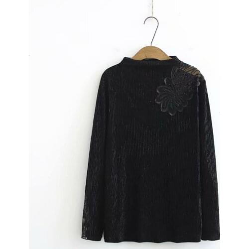 Plus Size XL-4XL High Collar Velvet Tops Womens Long Sleeved Muslim OL Shirts Vintage Spring Summer New Top