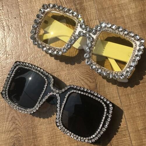 ZAOLIHU Vintage Women Sunglasses Square Shape Handmade Crystal Diamond Female Eyewear UV400 Sun Glasses Cheap Gafas de sol