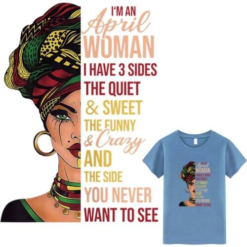 Woman Letter Badges Transfers Diy Heat Press Hot Tear Transfer Paper Hoodie Tops Fabric Patches Iron On