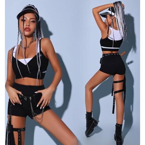 Kpop Outfit Female Hip Hop Jazz Clothes Cheerleader Unidorm Stage Costume Hot Shorts Pole Dancing Wear NIghtclub Costume DL8191