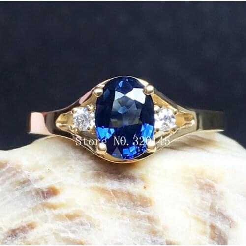 18 k gold inlaid natural sapphire ring women to quit