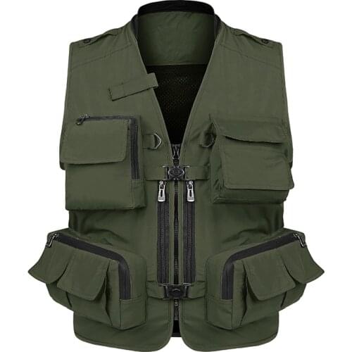 Outdoor Work Photography Vest for Men Fishing Mesh Multi-Pockets Travel Hiking Waistcoat