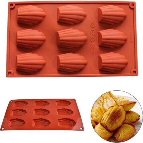 1 Pcs 9 Even Food Grade Madeleine Silicone Cake Mould Shell Cake Silicone Baking Pan Mould Kitchen Bakeware Tools Random Color