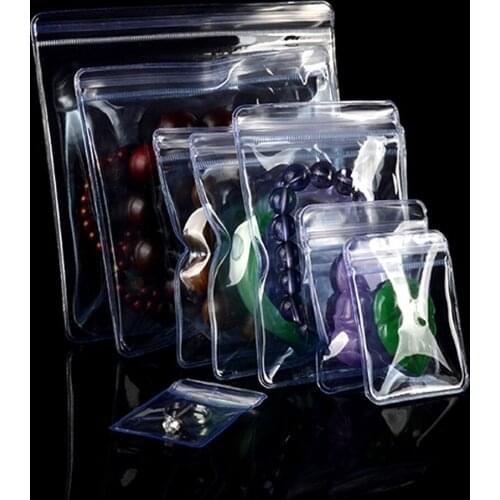 100pcs/Lot Self Sealable Zip Lock PVC Clear Jewelry Bracelet Ornament Anti-oxidation Package Pouch for Small gifts Wrapping Bags