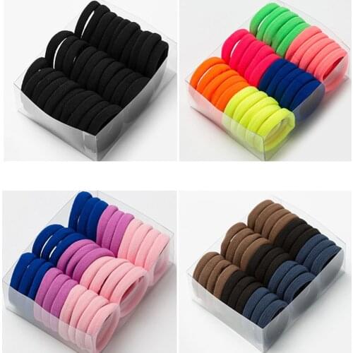 30PCS/Set Women Girls Colorful Polyester Elastic Hair Bands Ponytail Holder Rubber Bands Scrunchie Headband Hair Accessories