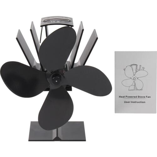 4 Blades Heat Powered Stove Fan Log Wood Burner Eco-fan Quiet Home Fireplace Fan Efficient Heat Distribution Mini Fireplace 3