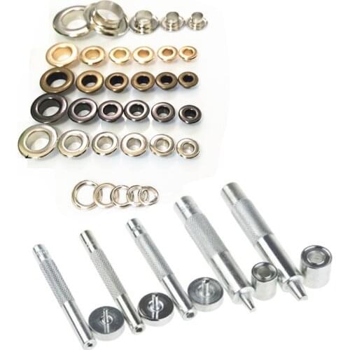 50Pcs+1set tools 3.5-10mm Metal Eyelets with Grommet for Leathercraft Shoe Belt DIY Scrapbooking Cap Bag Tag Clothes Accessories