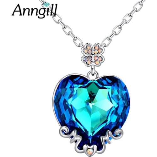 ANNGILL Brand Fashion Big Heart Love Chain Necklaces Crystal From Swarovsk Wedding Pendant Necklaces For Women Jewelry Gift