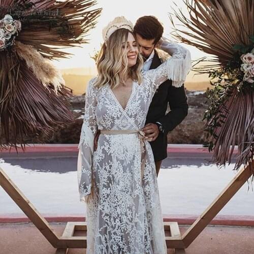 Bohemian Wedding Dress Long Sleeve Fashion Bridal Gowns Vestido De Noivas DW141