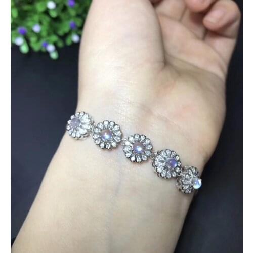 Natural blue moonstone bracelet, simple and exquisite, 925 silver, natural gemstones, beautiful and clean colors