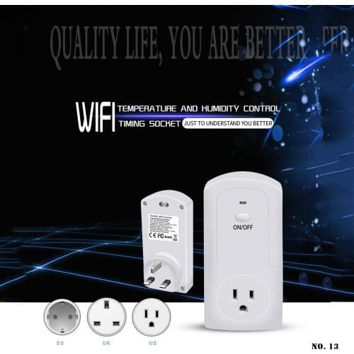 WiFi Digital Programmable Timer Socket, Temperature and Humidity Control Timing Socket Remote Control Smart Timing Switch Socket